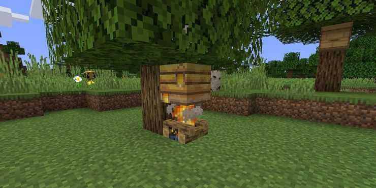 minecraft beehive with campfire